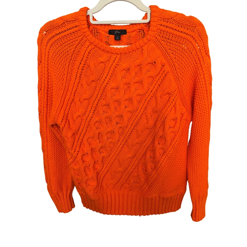 J.Crew Diagonal cable-knit crewneck Womens's Size S Sweater Cottage-core - Picture 2 of 7
